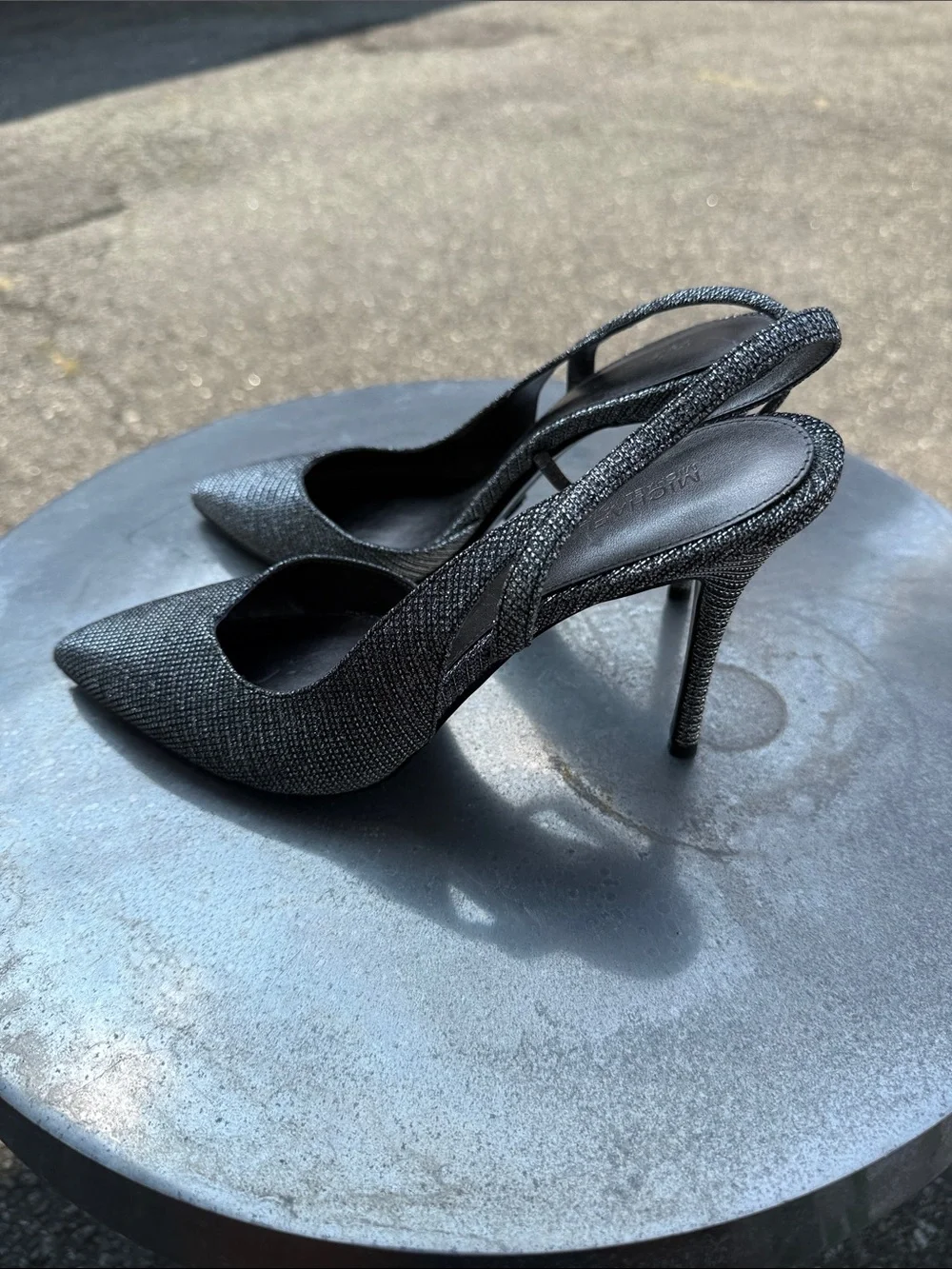 Women's  Silver  Pointed Toe Slingback Heels